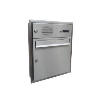 A-01 stainless steel flush-mounted letterbox with bell & intercom