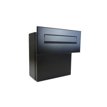 F-04 Cassetta postale passante a muro con targhetta portanome  color nero (RAL 9005) (profondità: 18-27 cm)