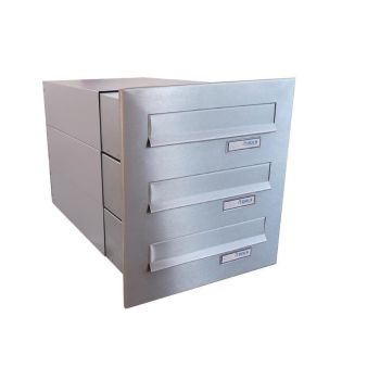 B-042 3-door stainless steel through wall letterbox system (variable depth)