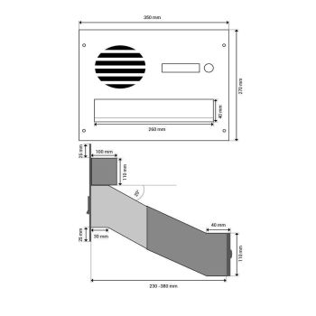 D-041 Cassetta postale passante a muro in acciaio inox con 2 campanelli e citofono (profondità: 23-38 cm)