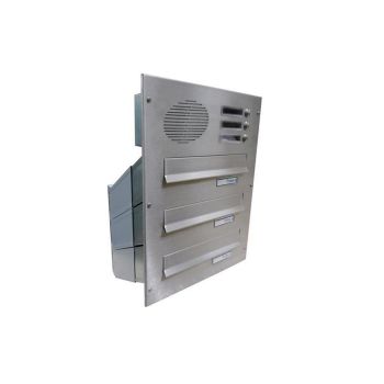D-041 3-door stainless steel through wall letterbox with bells & intercom