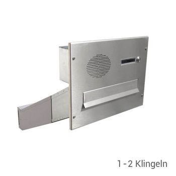 D-042 stainless steel through wall letterbox with 2 bells & intercom (variable depth)