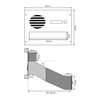 D-04 Cassetta postale 2 posti passante a muro in acciaio inox con 2 campanelli e citofono (profondità: 35-50 cm)