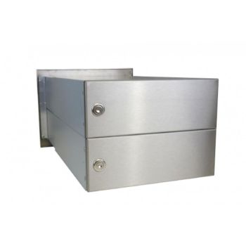 B-042 2-door stainless steel through wall letterbox system (variable depth)
