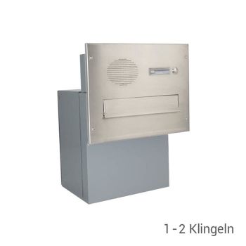 F-042 XXL stainless steel through wall letterbox with bell & intercom (variable depth)