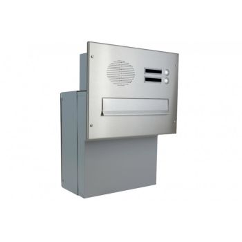 F-04 stainless steel through the wall letterbox with bell & intercom (variable depth)