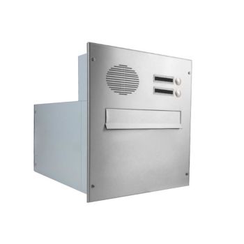 B-242 XXL stainless steel through the wall letterbox with intercom prep.