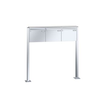 Leabox freestanding letterbox system in stainless steel 3 base plates