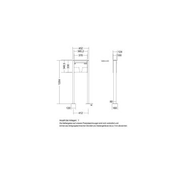 LEABOX freistehender Briefkasten in DB703 Dupont/Axalta (Fußplatten) - LEA3