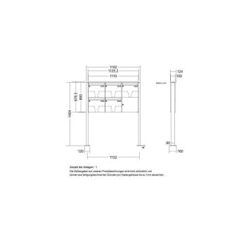 LEABOX 5er freistehende Briefkastenanlage in DB703 Dupont/Axalta (Fußplatten) - LEA3