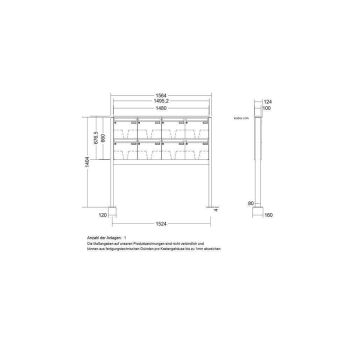 LEABOX 8er freistehende Briefkastenanlage in DB703 Dupont/Axalta (Fußplatten) - LEA3