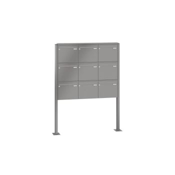 Leabox free-standing mailbox system in RAL DB 703 iron mica 9 base plates