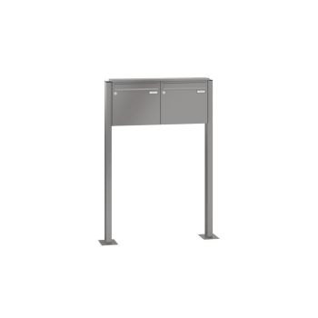 Leabox free-standing mailbox system in RAL 6005 moss green 2 base plates