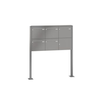 Leabox freestanding mailbox system in RAL 8017 chocolate brown 5 base plates