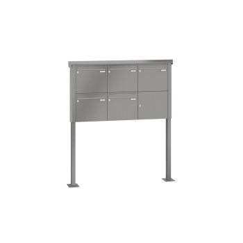 Leabox free-standing mailbox system in RAL 7035 light grey 5 base plates