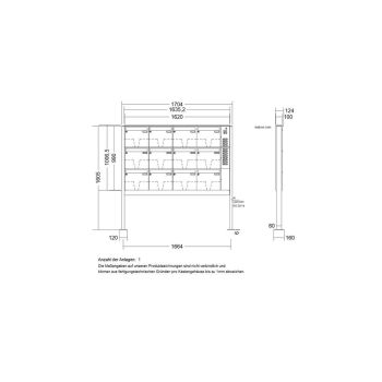 LEABOX 12er freistehende Briefkastenanlage mit Sprechfeld in V2A Edelstahl (Fußplatten) - LEA3