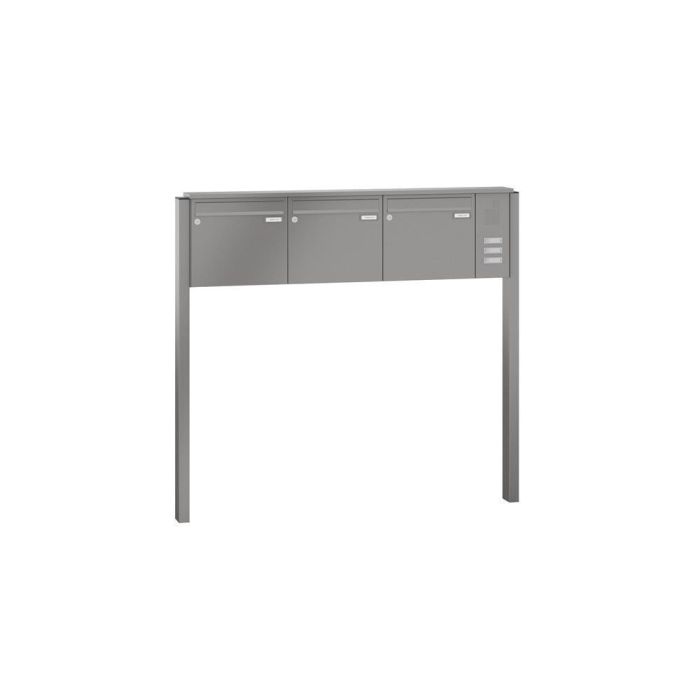 Leabox free-standing mailbox system with speech field in RAL 9007 grey aluminium 3 concrete