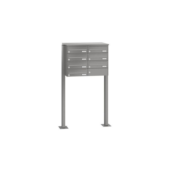 Leabox free-standing horizontal mailbox system in RAL DB 703 iron mica 7 base plates