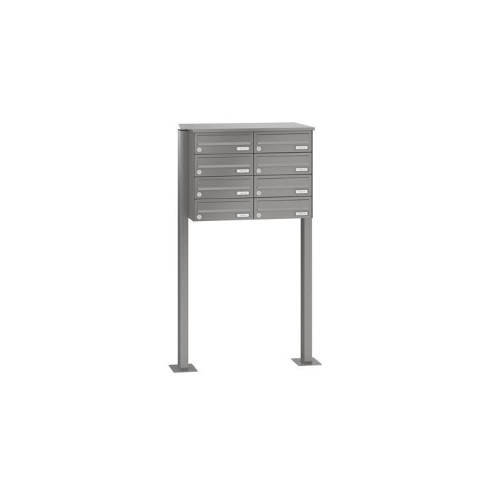 Leabox free-standing horizontal mailbox system in RAL DB 703 iron mica 8 base plates