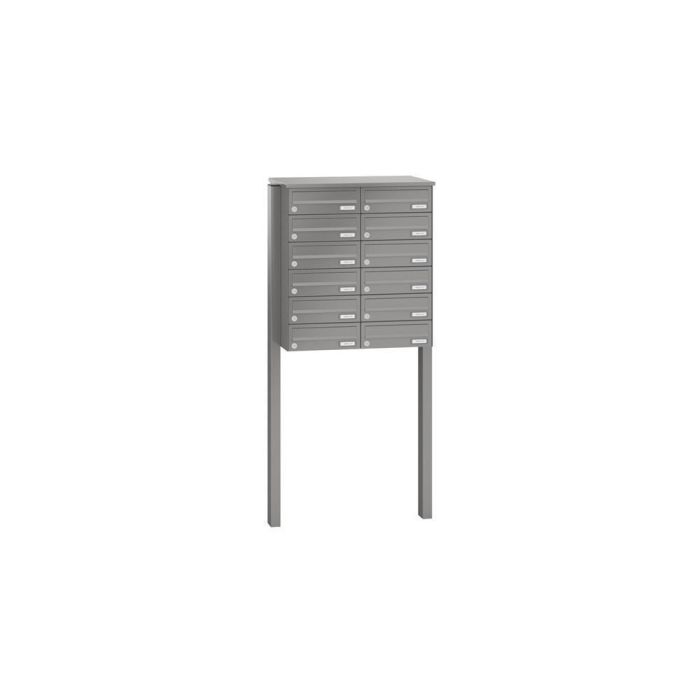 Leabox free-standing horizontal mailbox system in RAL 6005 moss green 12 embedding in concrete