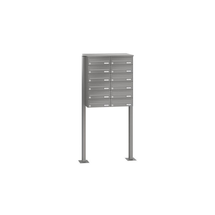 Leabox freestanding horizontal mailbox system in RAL 8028 terra brown 12 base plates