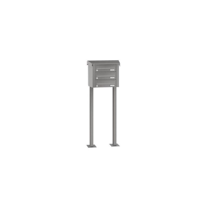 Leabox free-standing horizontal mailbox system in RAL 9016 traffic white 3 base plates