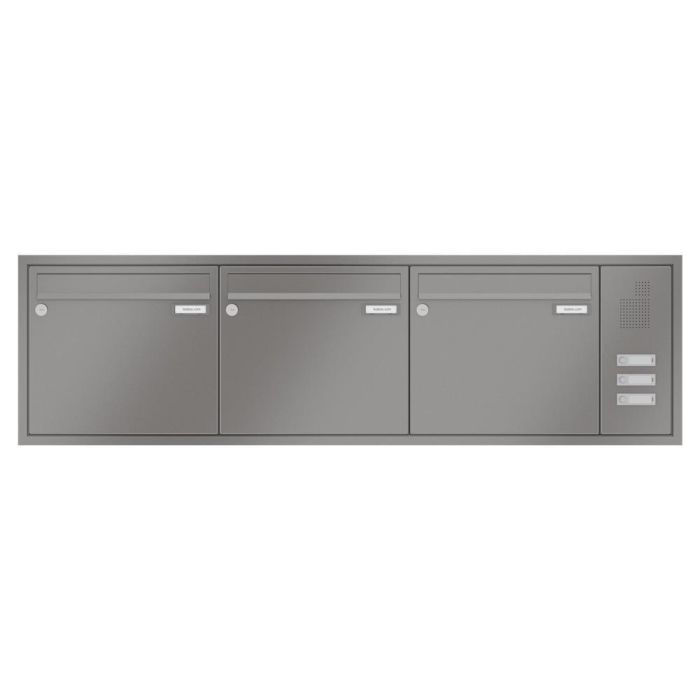 Leabox flush-mounted letterbox with speech field in RAL 9007 grey aluminium 3
