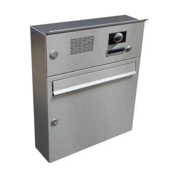 A-01 surface mounted stainless steel letterbox with bell, intercom and camera