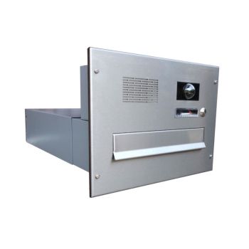 B-042 stainless steel through wall letterbox with bells, intercom & camera