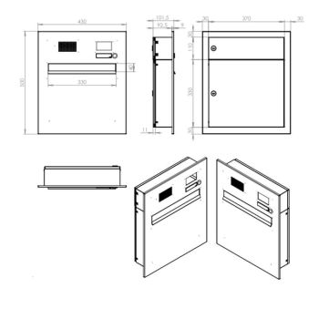 A-04 Design Edelstahl Zaunbriefkasten mit Klingel, Sprechanlage, Kamera & Systemzentrale