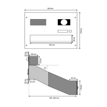 D-04 Cassetta postale 2 posti passante a muro in acciaio inox con campanello e videocitofono (profondità: 35-50 cm)