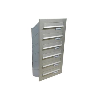 D-041 6-door stainless steel through wall letterbox system